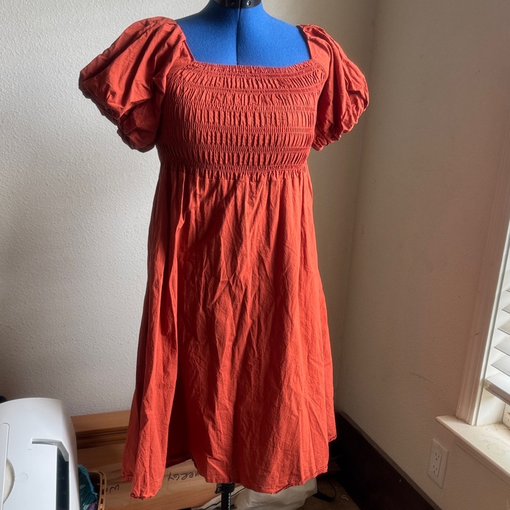 Petal & Pup Terracotta Smocked Midi Dress